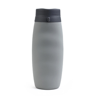 Bouteille d'eau en silicone 600 ml, tasse en silicone pliable, récipient de voyage enroulable, résistant à la chaleur, portable, anti-fuite, motif de dessin animé
