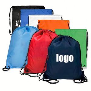 Custom Logo 210D Polyester Rope Handle Reusable Eco-Friendly <b>Drawstring</b> <b>Backpack</b> Bag - Product Image 1