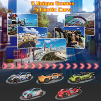 Machine d'arcade de course à monnayeur avec lumières clignotantes, construction métallique, Wi-Fi intégré, interface en anglais
