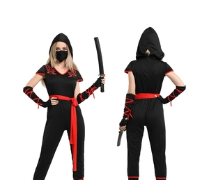 Nouvelle conception, costume de cosplay exquis pour <span class=keywords><strong>femme</strong></span> ninja dragon, noir, polyester, adulte, pour <span class=keywords><strong>Halloween</strong></span>, fête costumée, TV/film - Product Image 1