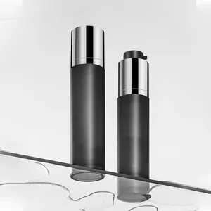 15Ml 30 50Ml Mat Zwart Binnenste Draai Top Slot Acryl Vierkante Ronde Airless Pomp Spray Serum Fles Voor Huidverzorgingsproducten