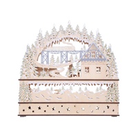 Ornements de vacances en bois de 45cm, accessoires de Village de noël, pont en forme de lumière LED en bois, décoration de maison d'hiver, déco