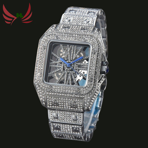 Reloj de Lujo de Cuarzo para Hombre a la Moda con Caja Cuadrada y Diamantes Completos, Estilo Iced Out Personalizado, Popular de Diseñador - Product Image 1