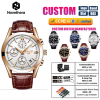 Montre-bracelet à quartz pour homme LIGE 9839, chronographe, affichage de la date, cadran noir de 40 mm, boîtier en or rose, bracelet en cuir marron, verre Hardlex