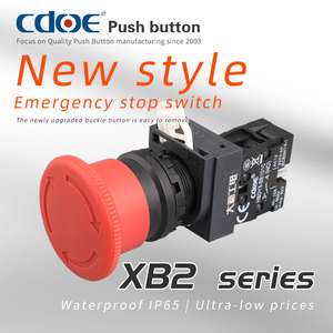 Y5 loạt IP65 không thấm nước màu đỏ 22mm chuyển 1no1nc Nút dừng khẩn cấp với 10A tối đa hiện tại cho hộp điều khiển công suất - Product Image 2