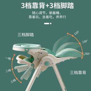 Modern Baby Feeding <b>Chair</b> Foldable Adjustable Highchair for 0-6 Years <b>Old</b> with Multi-Function Backrest and Detachable Tray - Product Image 2