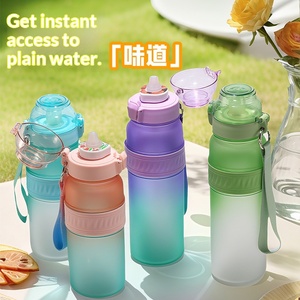 Large Capacity Flip-top Direct <b>Drinking</b> Scented <b>Straw</b> <b>Plastic</b> Sports Water Bottle Portable Outdoor Low-calorie - Product Image 2