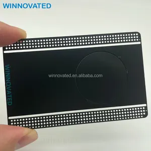 流行哑光黑色不锈钢射频识别镂空NFC金属名片