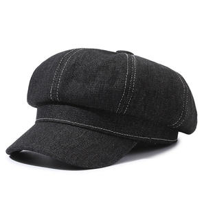 2025 nouveau Style britannique grande taille Cabbie Jeff Denim mode huit panneaux quatre saisons gavroche chapeau bérets pour unisexe - Product Image 1