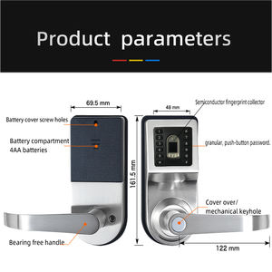 高品质批发价格办公室木门更换球形式旧锁指纹码钥匙智能门锁 - Product Image 6