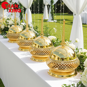 TIANXING Luxury Gold Chafing <strong>Dish</strong> 8L Hanging Lid Stainless Steel Buffet Sakhana for Ramadan <strong>Iftar</strong> Party Royal Wedding Catering - Product Image 1