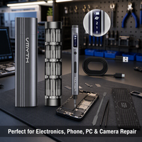 Destornillador Eléctrico de Precisión ES1, 60 Puntas S2, 3.7V Inalámbrico USB-C, 4 Niveles de Torque, Pantalla LED LCD, FCC CE ROHS, para Reparación de Teléfonos y PC