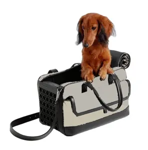 Tas perjalanan hewan peliharaan bergaya pembawa anjing mewah desainer untuk anjing dan kucing casing penerbangan untuk anak anjing desain cetak casing genggam