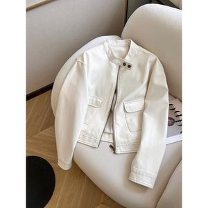 Giacca Corta da <span class=keywords><strong>Donna</strong></span> <span class=keywords><strong>in</strong></span> <span class=keywords><strong>Pelle</strong></span> PU Stile Coreano, Casual, Versatile, con Cerniera, Nuova Collezione Primavera Autunno 2025, Moda Retrò - Product Image 5