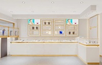 Vitrine de présentation de bijoux moderne de luxe à LED, écologique, en bois MDF et verre, pour magasin de détail, centre commercial, kiosque ou stand.