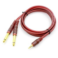 Câble audio TRS mâle 3,5 mm vers double TS mâle 6,35 mm (1/4 po), cordon de raccordement stéréo plaqué or pour mixeur/amplificateur