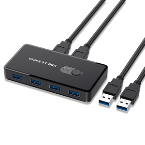 สวิตช์ USB 3.0 4 พอร์ตตัวแยกอินพุตคู่สำหรับคอมพิวเตอร์ 2 เครื่องอุปกรณ์แชร์คีย์บอร์ดเมาส์ - Product Image 1