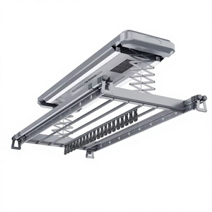 Electronic Ceiling Mounted <b>Foldable</b> Aluminum <b>Clothes</b> <b>Drying</b> <b>Rack</b> With LED Lighting And Built In Rechargeable Battery - Product Image 1