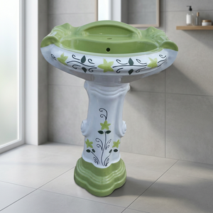 Lujoso lavabo de granito cuadrado con pedestal, lavabo de cerámica independiente con almacenamiento para sótano - Product Image 5