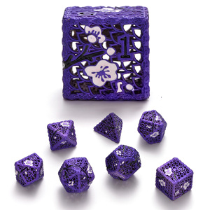 Vente en gros de dés personnalisés en métal creux en forme de fleur de prunier mdn-donjons et dragons <span class=keywords><strong>trpg</strong></span>, accessoires de jeu de société rpg - Product Image 2