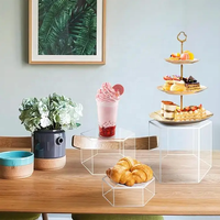 6 pièces de rehausseurs de buffet hexagonaux clairs boîtes d'affichage acryliques rehausseurs de nourriture et Base d'affichage acrylique pour support de nourriture