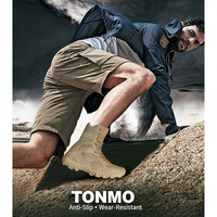Vente flash - Bottes tactiques TONMO noires et kaki, lacées, imperméables, en cuir/PU, pour la randonnée en montagne et les voyages