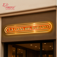 Letrero LED Personalizado para Tienda, Letrero con Logotipo Iluminado en Acero Inoxidable 3D con Panel Trasero para Comercio