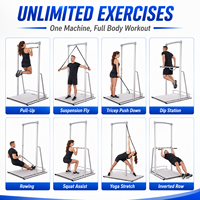Station de musculation multifonctionnelle autoportante, équipement de fitness complet pour tractions, rameurs, squats assistés et étirements de yoga