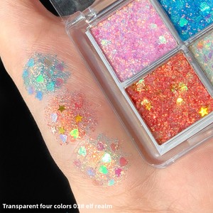 Palette de fards à paupières gel scintillants haute pigmentation quatre couleurs pour scène, fête, maquillage sirène et smoky – Cosmétiques de beauté - Product Image 3