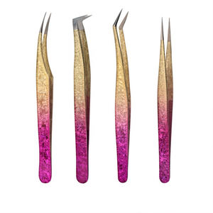 ชุดแหนบถอนขนตาสแตนเลสสีม่วงสีทองแบบมืออาชีพปลายแหลมสำหรับการต่อขนตาเพิ่มวอลลุ่ม - Product Image 1