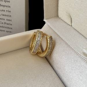 Boucles d'oreilles en argent pur S925 de style médiéval italien, rétro français, serties de diamants, accessoires vintage rétro en zircon - Product Image 4