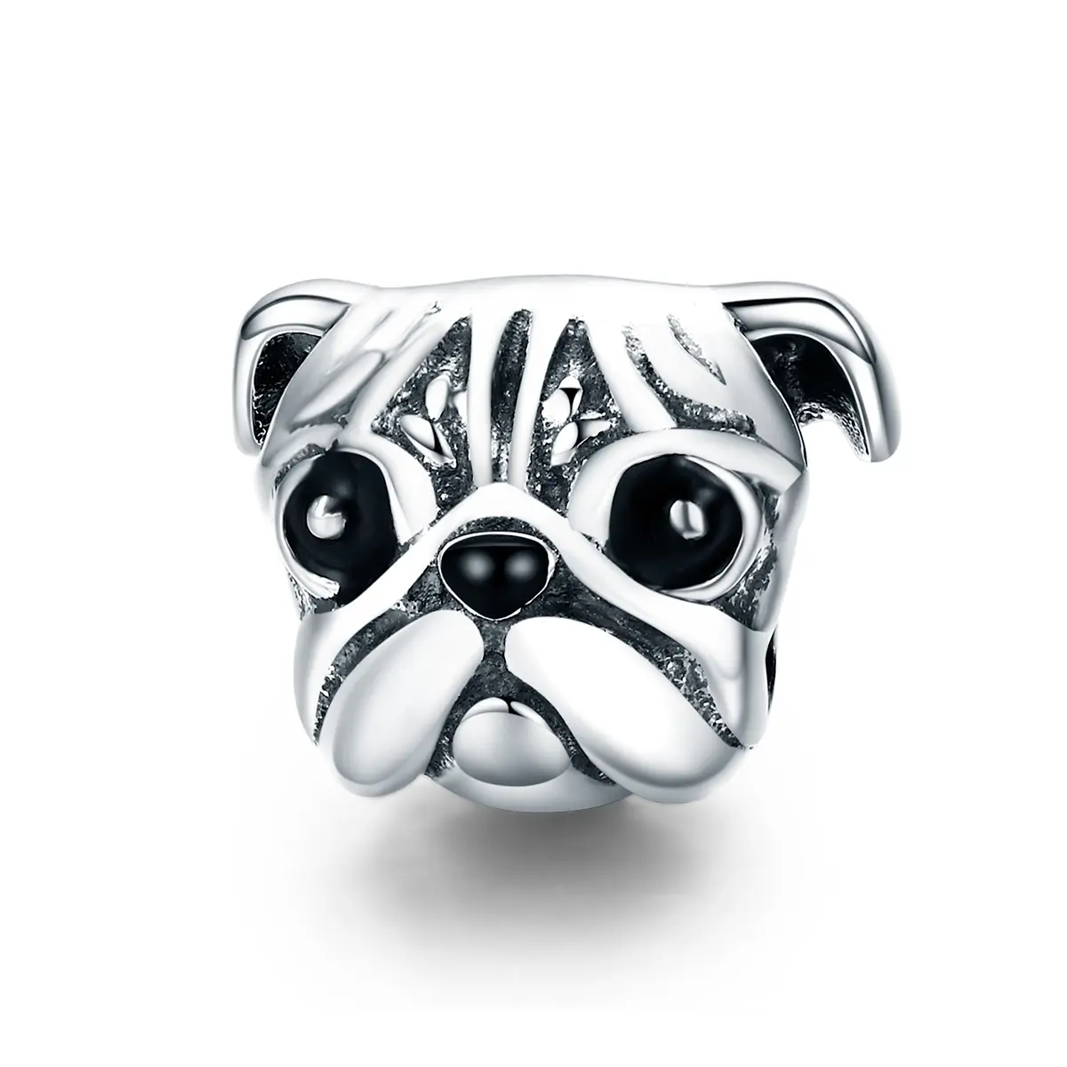 Hot Sale 925 Sterling Silver Cute Pug Dog Pet Animal Charm fit Original DIY Beads Bracelet Women Jewelry Making Gift SCC834