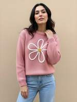 Pull tricoté rose marguerite anti-rides de haute qualité pour usage quotidien et vie universitaire, texture douce, vente en gros