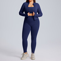 3 ensembles de vêtements de sport pour femmes, très demandés, comprenant des vestes zippées décontractées ajustées et des leggings, grandes tailles, pour la gym, l'entraînement, le fitness et le yoga