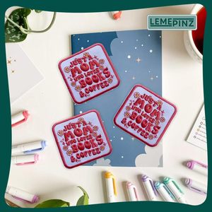 Patch brodé « Just A Mom Who Loves Books Coffee » de 3 pouces à thermocoller pour chapeaux, vêtements, sacs à dos, jeans - Product Image 2