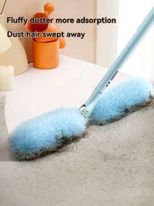 Cleanhome Plumeau à poussière jetable double face en microfibre, portable, pour le nettoyage domestique, avec manche télescopique et extension pour espaces étroits, amovible - Product Image 2