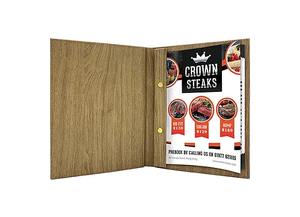 Porte-menu de restaurant en gros, menu de haute qualité, format A4 A5, classeurs de menu format lettre, grain de bois avec reliure à vis - Product Image 4