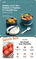 Boîte à lunch isotherme double couche anti-fuite en acier inoxydable de qualité alimentaire, fonction thermos chauffable, grande capacité, pour adultes et enfants, simple