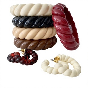 Ensembles de bracelets en résine de jade à la mode, vert crème marbré, qualité vintage, design tendance unisexe, bijoux, cadeaux pour femmes - Product Image 6