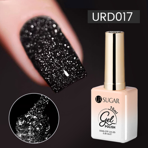 UR SUGAR Esmalte de Gel con Lentejuelas Negras de 15 ml, Esmalte de Gel Reflectante con Diamantes Triturados de Superbrillo OEM para Decoración de Uñas - Product Image 1