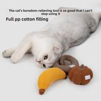 Jouets à mâcher pour chats en velours côtelé doux de qualité supérieure pour le nettoyage des dents, en forme de nourriture bionique (citrouille, banane, bretzel), avec herbe à chat, pour l'exercice
