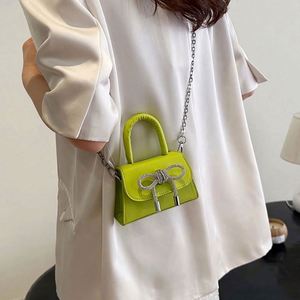 Solid Color Candy Pattern <b>Mini</b> Shoulder <b>Bag</b> PU Leather Zipper Closure Crossbody Women Fashion Eco-Friendly Chain Purse - Product Image 5