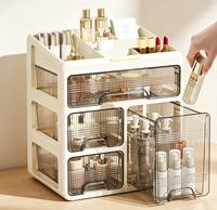 Organisateur de Maquillage Transparent Multi-Niveaux avec Tiroirs Amovibles pour Soins de la Peau, Rouge à Lèvres et Cosmétiques – Support de Bureau Démontable