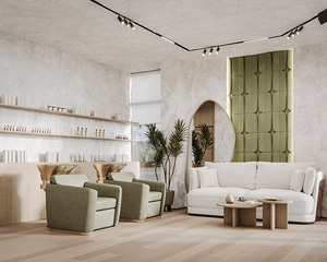 ชั้นวางจัดแสดงทำจากไม้ที่ทำจากไม้แบบปรับแต่งได้สำหรับตกแต่งภายในร้านทำผม - Product Image 4