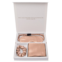 Logo personnalisé taie d'oreiller en soie de luxe bandeau à cheveux 100% ensemble cadeau masque pour les yeux de sommeil en soie de mûrier