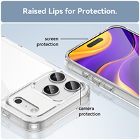 Coque transparente antichoc 2-en-1 en TPU souple et PC rigide pour iPhone 16, 17, 18 Pro et Pro Max – Meilleure vente