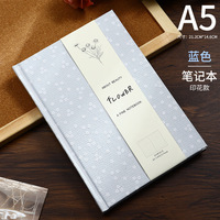 Carnet de notes A5 à couverture rigide en tissu à motif floral étoilé avec lignes horizontales - Journal personnalisé avec logo - Cadeau