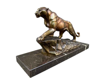 Figurine de panthère en bronze faite à la main, sculpture d'animal sauvage Art Déco, statue de prédateur en métal moulé, 5 mm, cadeau pour la maison/l'hôtel/le bureau