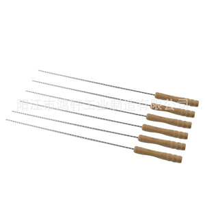 Wooden Handle Barbecue Skewers Chrome Plated Twisted Metal For Cooking <b>BBQ</b> Tools Durable 40g Stick HX 072 - Product Image 1