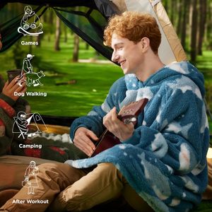 Sanxi Oversized <strong>Blanket</strong> <strong>Hoodie</strong> Wearable Ultra Soft Sherpa Fleece <strong>Cosy</strong> Sweatshirt Throw Hood Pocket Gifts Women Men Shark - Product Image 4